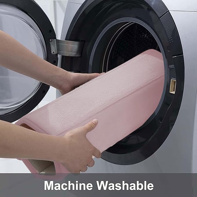 Buganda Memory Foam Bath Mat, 30" x 20", Ultra Soft and Non-Slip Bathroom Rugs, Water Absorbent and Machine Washable Bath Rug for Bathroom, Shower, and Tub, Peach