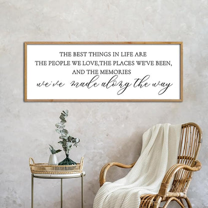The Best Things in Life Wall Decor Sign 40 x 15 Inch Memories Inspirational Quotes Wood Framed Family Entryway Living Room Home Wall Art for Farmhouse Bedroom Room (Wood)