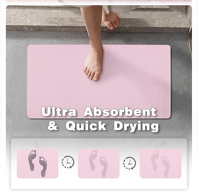 Toilet Rug, Thin Toilet Rugs U Shaped Washable Non Slip Absorbent Quick Dry Low Pile Toilet Mat, 20"x24" U Shape Pink