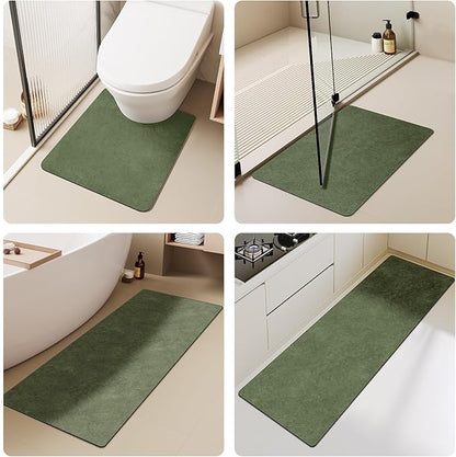 Bathroom Mat Quick Dry, Bathroom Rugs Non Slip Washable Thin Absorbent Bath Mat Fits Under Door Bathroom Floor Mat Perfect for Bath, Shower, or Sink 36"x48" Sage Green