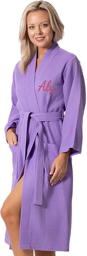 Turkish Linen Waffle Knit Lightweight Kimono Spa & Bath Robes for Women - Quick Dry - Soft