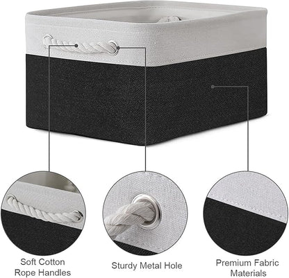 TheWarmHome Storage Bins for Shelves - 1 Pack 13.8x9.7x6.7 inch Storage Basket for Organizing for Closet Organizer Cubes Laundry Cloth Nursery (White & Black)