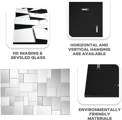 KOHROS Modern Geometric Irregular Mirror for Wall Decor 44" x 30" Decorative Mirror with Beveled Glass for Entryway Hallway Living Room Home Decor Horizontal or Vertical Hanging