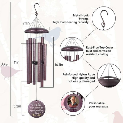 ASTARIN Happy Retirement Gifts Wind Chimes, Personalized 30" Wind Chime for Teacher Coworkers Boss, Personalized Retire Gifts Deep Tone Windchime