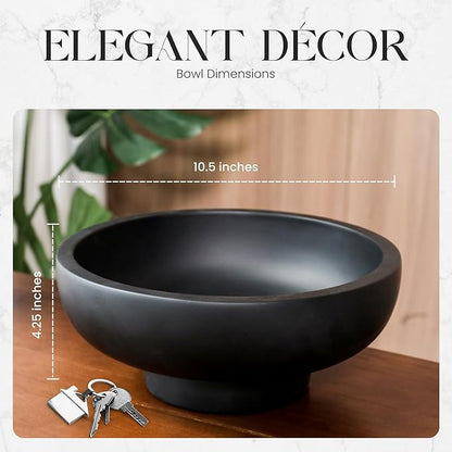 Concrete Fruit Bowl – Large Decorative Pedestal Bowl for Kitchen Counter, Entryway, or Coffee Table – Modern Catch – All Key Bowl – Heavyweight Centerpiece for Home Decor (Concrete)