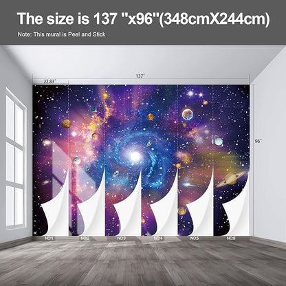 Planet Wall murals Peel and Stick Galaxy Wallpaper for Bedroom Nursery Room - 96"x137"
