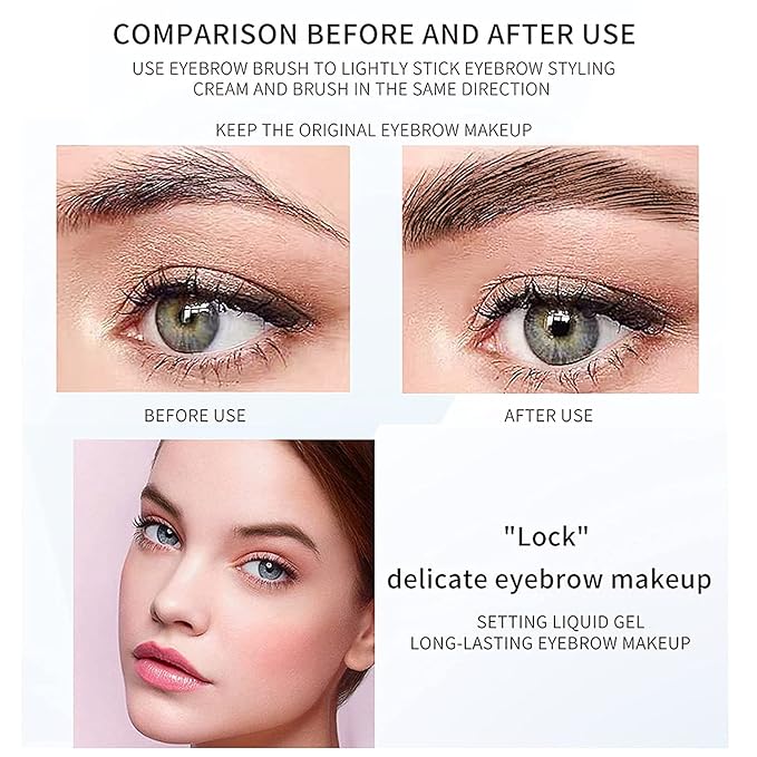 DAGEDA Clear Eyebrow Setting Gel, Brow Fix Gel, Waterproof And Sweat-Proof Eyebrow Repair Liquid Brows Styling Beauty Salon Home Use Makeup, 1.81oz (Clear and Dark Brown)