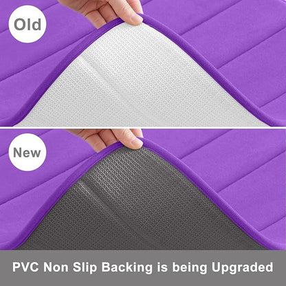 Buganda Memory Foam Bath Mat, 47" x 17", Ultra Soft and Non-Slip Bathroom Rugs, Water Absorbent and Machine Washable Bath Rug Runner for Bathroom, Shower, and Tub, Purple