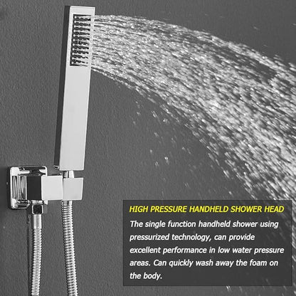 Shower System with High Pressure Rainfall Shower Head, Handheld Shower head and Shower Faucet Trim, Rain Mixer Shower Set Wall Mounted Chrome（Valve Include）
