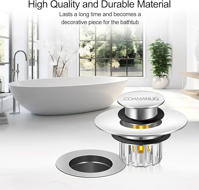 Bathtub Stopper | Shower Drain Hair Catcher, Pop-up Tub Stopper with Strainer | Pop-up bathtub drain plug | Drai Protector for 1-1/2 to 1-3/4" Bath Drain Hole
