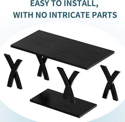 47” Wood Coffee Tables for Living Room Rustic Stands with Storage Shelf Black Coffee Tables for Living Room Farmhouse Center Stands with Shelf Farmhouse Rectangle Center Table