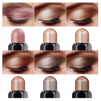 6PCS Cream Eyeshadow Stick Makeup Sets, Metallic And Matte Shimmer Eye Shadow Eye Brightener Stick Pencil Crayon, A01-Brown Neutral