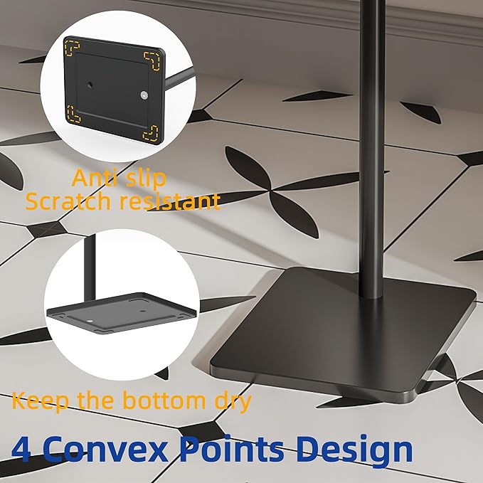 RUACQ Toilet Paper Holder Stand, Bathroom Toilet Paper Roll Holder Free Standing, Toilet Tissue Holder Stand with Post Pivoting Design, Stable Weighted Base, SUS304 Stainless Steel (Matte Black)