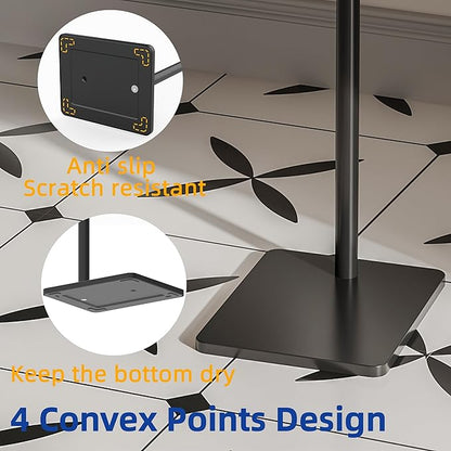 RUACQ Toilet Paper Holder Stand, Bathroom Toilet Paper Roll Holder Free Standing, Toilet Tissue Holder Stand with Post Pivoting Design, Stable Weighted Base, SUS304 Stainless Steel (Matte Black)