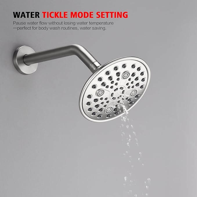 sumerain Brushed Nickel Tub and Shower Faucet Set with Tub Spout, 6-Spray Shower Head, Shower Valve Included