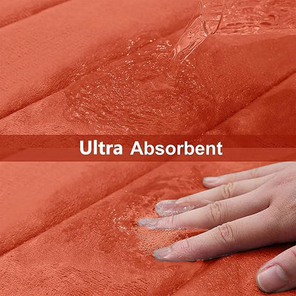 Buganda Memory Foam Bath Mat, 70" x 24", Ultra Soft and Non-Slip Bathroom Rugs, Water Absorbent and Machine Washable Bath Rug Runner for Bathroom, Shower, and Tub, Coral