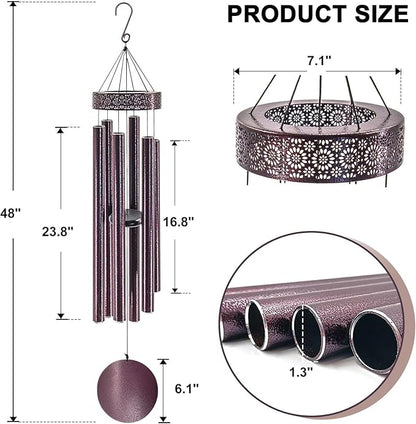 ASTARIN 48'' Large Wind Chimes - 6 Heavy Tubes, Memorial Outdoor Chimes for Garden Decor, Sympathy Gifts, Bronze