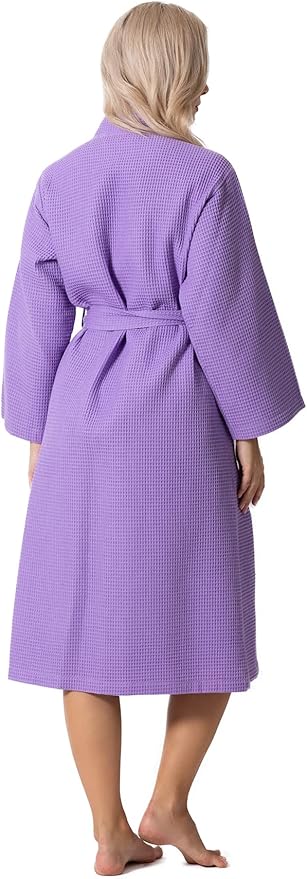 Turkish Linen Waffle Knit Lightweight Kimono Spa & Bath Robes for Women - Quick Dry - Soft