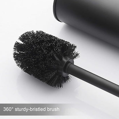BGL Stainless Steel Toilet Brush with Holder, 2 Black Bristle Heads