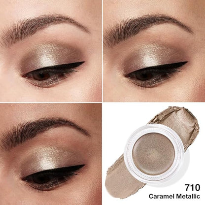 Cream Glitter Caramel Shimmer Metallic Eyeshadow Palette Makeup, Natural Single Mini Instant Holographic Eyeshadow For Older Women, Sombras Crema Para Ojos, Talc, Paraben & Cruelty Free, 710