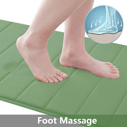 Buganda Memory Foam Bath Mat, 60" x 24", Ultra Soft and Non-Slip Bathroom Rugs, Water Absorbent and Machine Washable Bath Rug Runner for Bathroom, Shower, and Tub, Olive Green