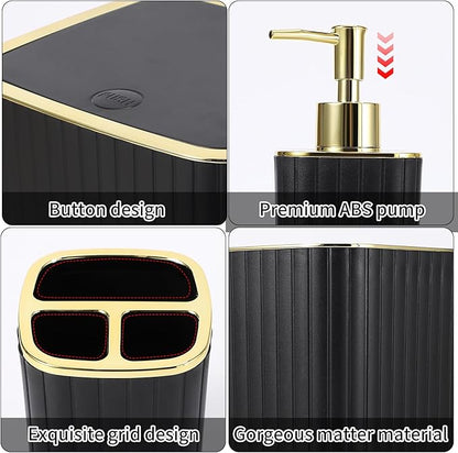 30PC Bathroom Accessories Set - Gorgeous Black Bathroom Set, Bathroom Accessory Set, Black Shower Curtain Set with Shower Caddies