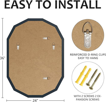 Bathroom Mirrors for Over Sink, Round Frameless Mirrors for Wall, 24x36 Inch Beveled Bathroom Mirror, Bathroom Vanity Circle Mirror for Bedroom Living Room Entryway Home Decor