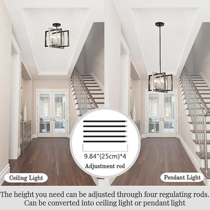 ANKYLHUA Black Nickel Chandelier,6-Lights Ceiling Light Fixture E12,Adjustable Hight Pendant Lights Kitchen Island,Chandeliers for Dining Room Bedroom,Entryway,Foyer