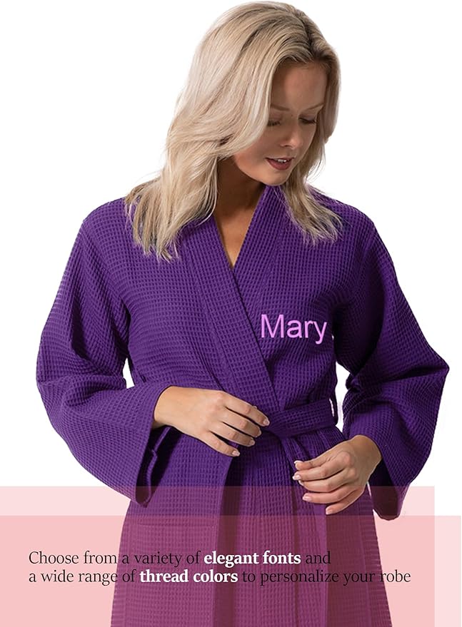 Turkish Linen Waffle Knit Lightweight Kimono Spa & Bath Robes for Women - Quick Dry - Soft