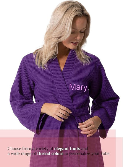 Turkish Linen Waffle Knit Lightweight Kimono Spa & Bath Robes for Women - Quick Dry - Soft