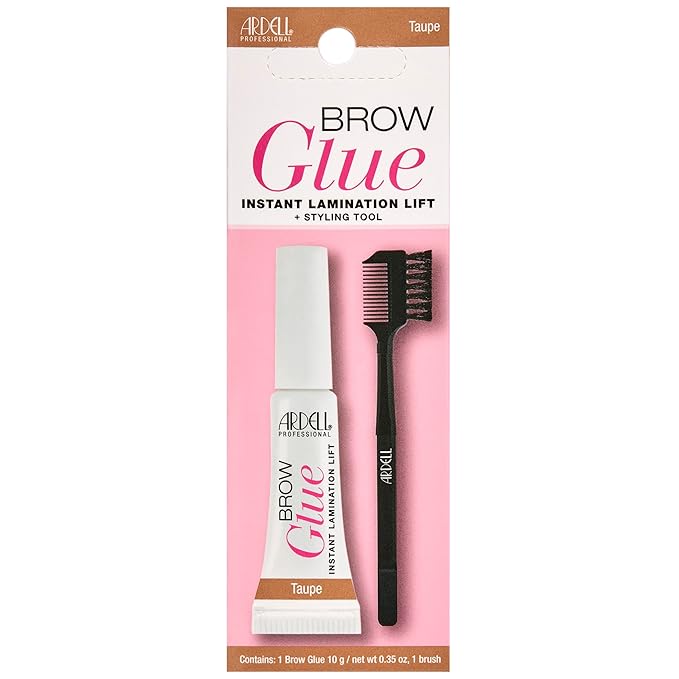 Ardell Brow Glue Taupe with Styling Brush ?€? Tinted Eyebrow Gel for Lamination Lift, All-Day Extreme Hold Brow Gel for Defined & Fluffy Brows, 0.35 oz