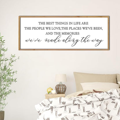 The Best Things in Life Wall Decor Sign 40 x 15 Inch Memories Inspirational Quotes Wood Framed Family Entryway Living Room Home Wall Art for Farmhouse Bedroom Room (Wood)