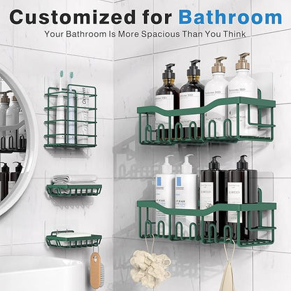5-Pack Rustproof Stainless Steel Shower Caddy – No Drill Adhesive Bathroom Organizer with Large Capacity, Spacious Shower Shelves for Inside Shower, Kitchen & Home Decor Storage-XL Size
