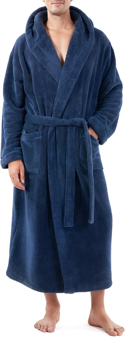 DAVID ARCHY Men's Soft Fleece Plush Robe Full Length Long Bathrobe