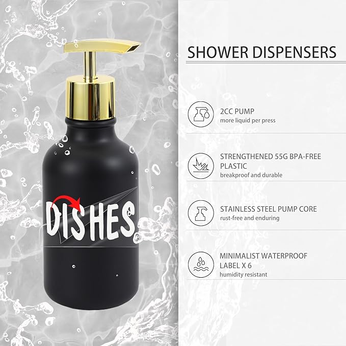 Black and Gold Bathroom Accessories Set - 10 Piece Bathroom Sets with Trash Can, Soap Dispenser, Soap Dish, Toothbrush Holder and Cup, Toilet Brush, Qtip Holder, Bathroom Accessory Set Complete