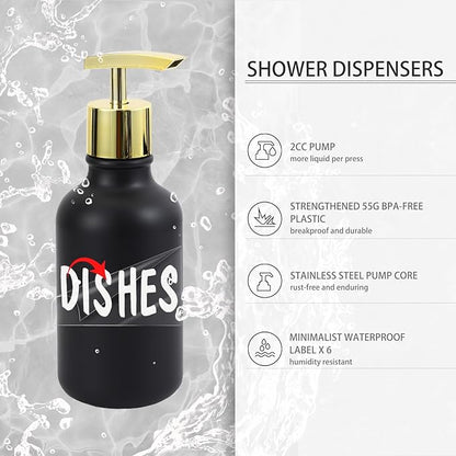 Black and Gold Bathroom Accessories Set - 10 Piece Bathroom Sets with Trash Can, Soap Dispenser, Soap Dish, Toothbrush Holder and Cup, Toilet Brush, Qtip Holder, Bathroom Accessory Set Complete