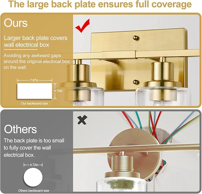 4-Light Vanity Lights with Clear Glass Shades, Brushed Gold Bathroom Light Fixtures Over Mirror, Modern Bathroom Wall Lamp for Mirror Living Room Cabinet Bedroom Porch