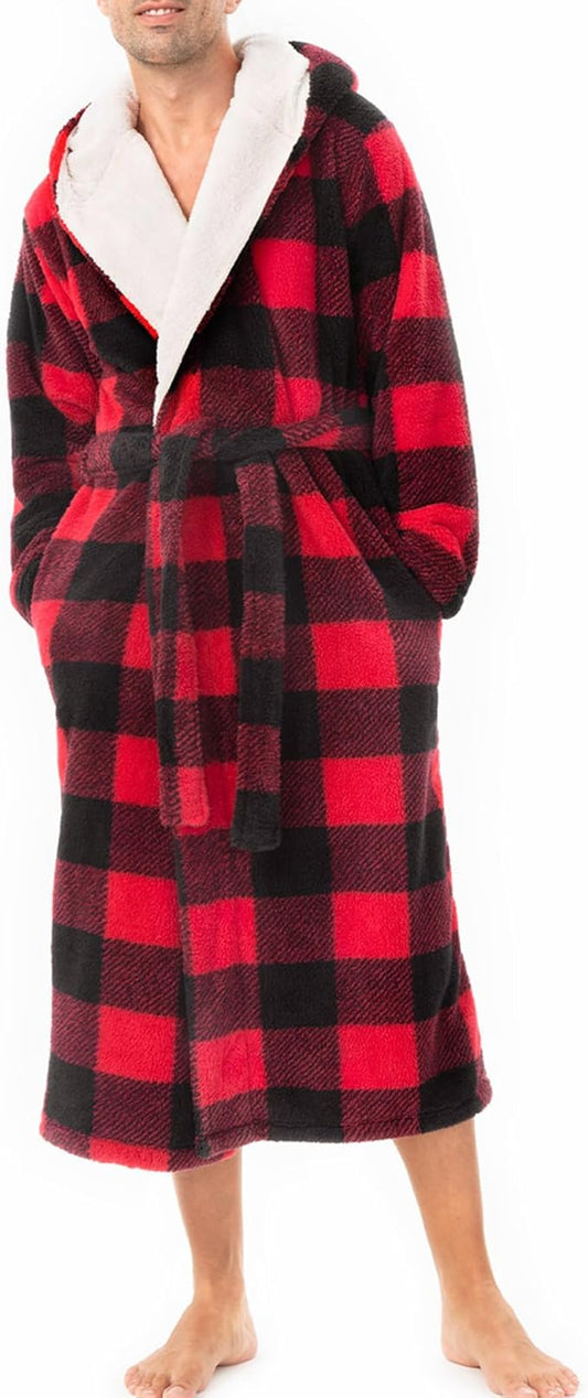 DAVID ARCHY Men's Soft Fleece Plush Robe Full Length Long Bathrobe