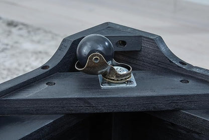 Signature Design by Ashley Wildenauer Farmhouse 2-Drawer Lift-Top Coffee Table with 2 Storage Bins Under Top and Casters, Light Brown & Black