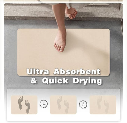 Toilet Rug, Thin Toilet Rugs U Shaped Washable Non Slip Absorbent Quick Dry Low Pile Toilet Mat, 20"x24" U Shape Beige