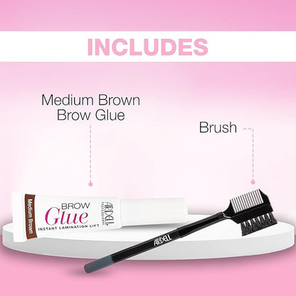 Ardell Brow Glue Medium Brown with Styling Brush ?€? Tinted Eyebrow Gel for Lamination Lift, All-Day Extreme Hold Brow Gel for Defined Brows, 0.35 oz