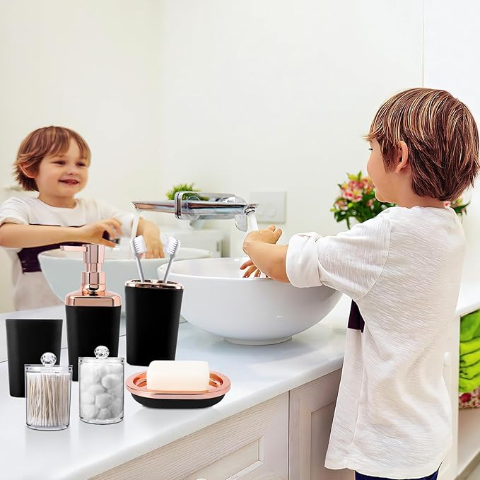 Bathroom Accessory Set – Bathroom Sets with Shower Curtain, Black Ombre Waterproof Shower Curtain with Stainless Steel Hooks, Bathroom Accessories Set with Shower Curtain Set for Home Decor