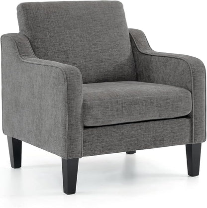 VINGLI Accent Chairs for Living Room Chairs Reading Chair Mid Century Modern Chair Soft Chenille Sofa Chair Upholstered Arm Chair Comfy Chair Side Chair (Light Grey Chenille)