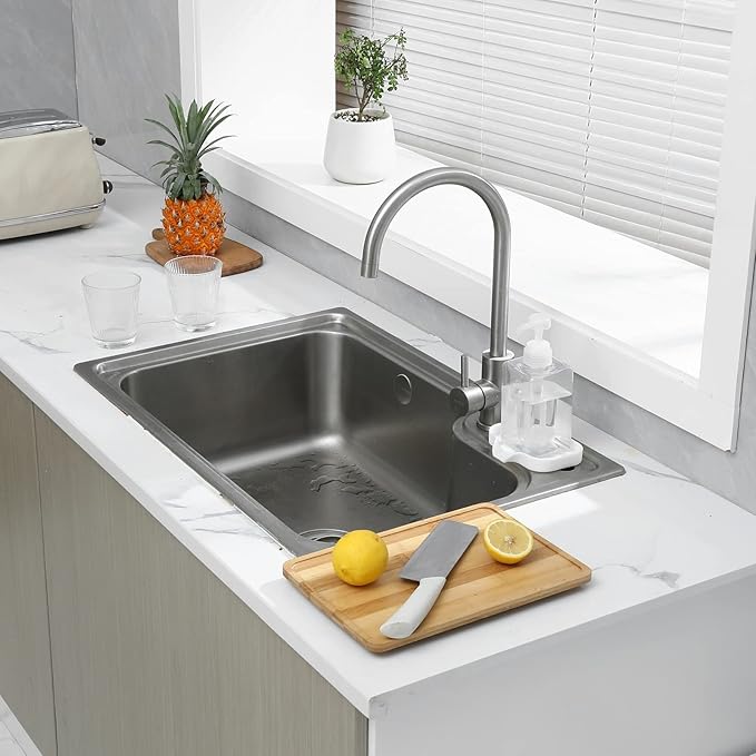 Silicone Bathroom Soap Dishes with Drain Spout-Bathroom and Kitchen Sink Organizer,Sponge Holder,Dish Soap Tray,Perfect for Dispenser,Scrubber,Bottle,Cup on Sink or Counter-White 4.9"×3.2"