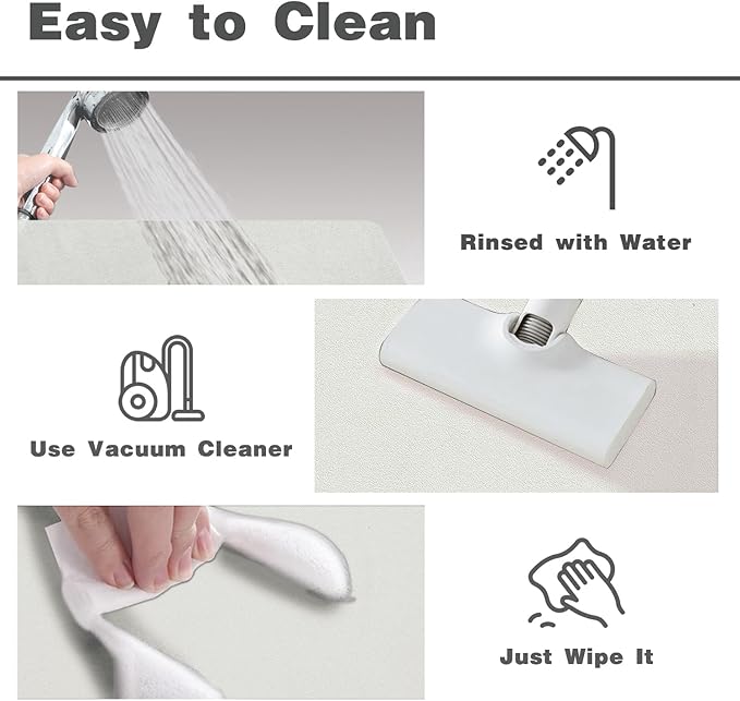 White Bath Mat, Bathroom Rugs Non Slip Washable Thin Absorbent Quick Dry Bath Mat Fits Under Door Bathroom Floor Mat Perfect for Bath, Shower, or Sink 24"x70" White