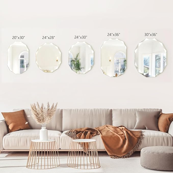Bathroom Mirrors for Over Sink, Round Frameless Mirrors for Wall, 24x24 Inch Beveled Bathroom Mirror, Bathroom Vanity Circle Mirror for Bedroom Living Room Entryway Home Decor