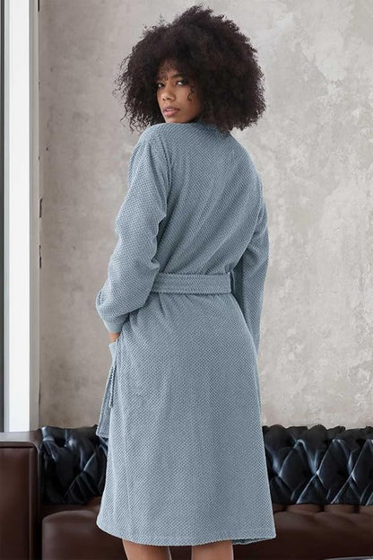 Organic Turkish Cotton Terry Hooded Kimono Bathrobe, Robe for Women