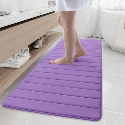 Buganda Memory Foam Bath Mat, 70" x 24", Ultra Soft and Non-Slip Bathroom Rugs, Water Absorbent and Machine Washable Bath Rug Runner for Bathroom, Shower, and Tub, Lavender