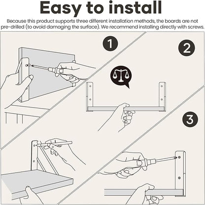 BAYKA Wall Mounted Floating Shelves, Wood Floating Wall Shelf for Books & Decor, Small Space-Saving Display & Organizer（Black，Set of 4）