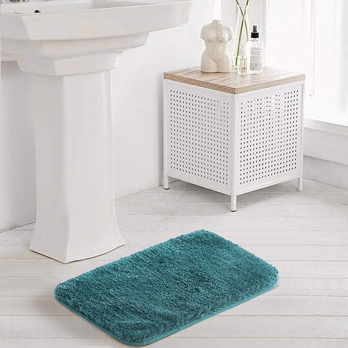 Suchtale Non Slip Bath Mat - Soft Microfiber Shaggy Mat, Machine Washable, Thick Plush, Absorbent, 16 x 24 Teal